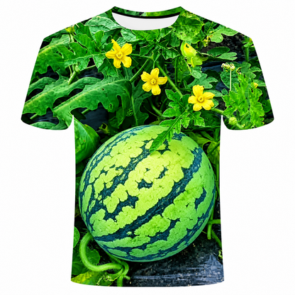 Funny Men's Watermelon Graphic T-Shirt, Fruit Print Summer Tee