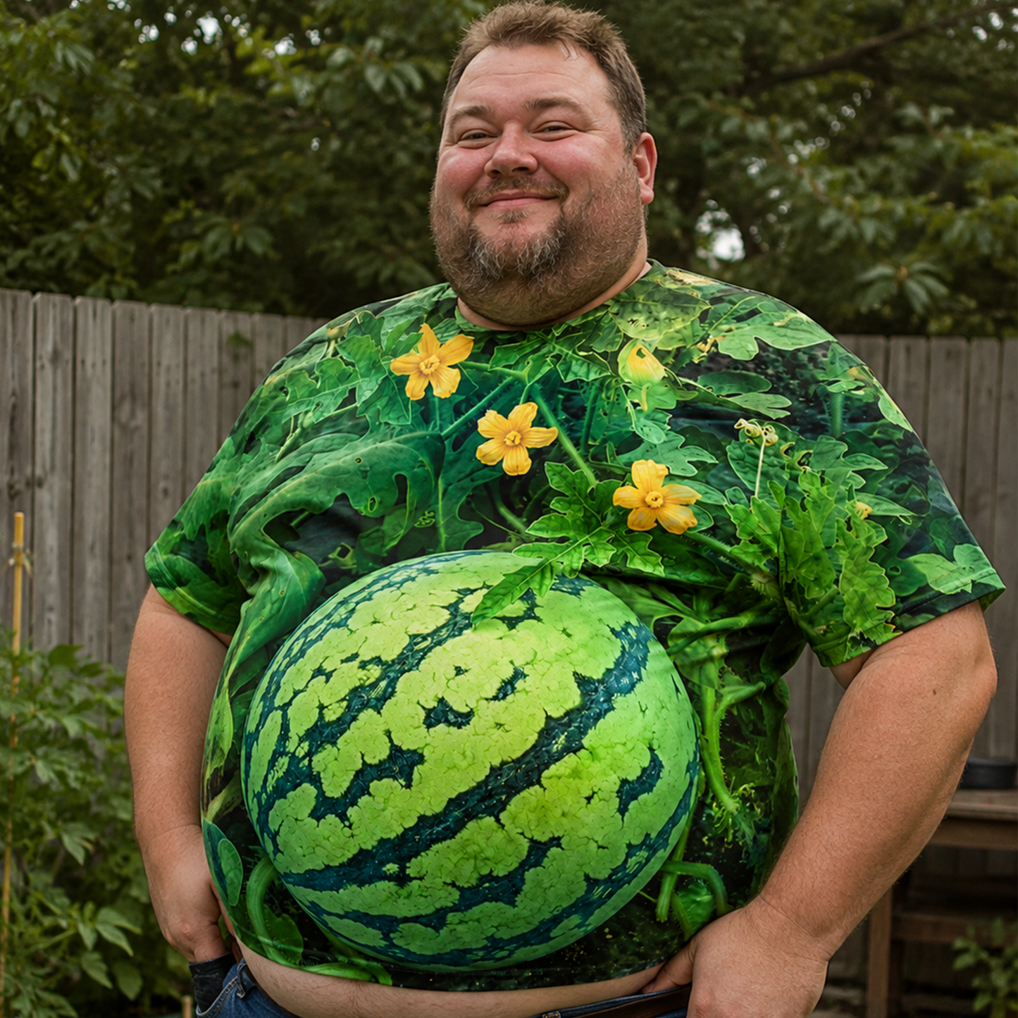 Funny Men's Watermelon Graphic T-Shirt, Fruit Print Summer Tee