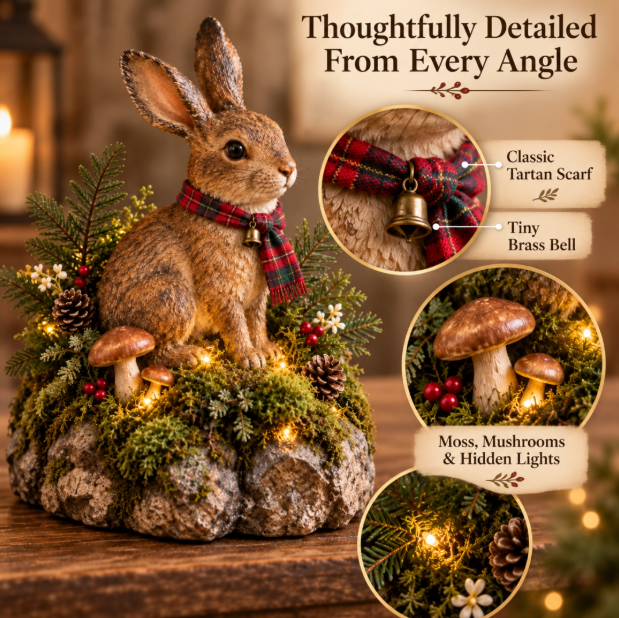 🐇Lighted Woodland Christmas Rabbit Figurine