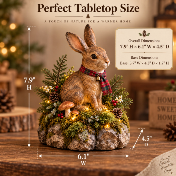 🐇Lighted Woodland Christmas Rabbit Figurine