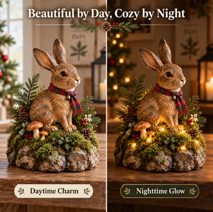 🐇Lighted Woodland Christmas Rabbit Figurine