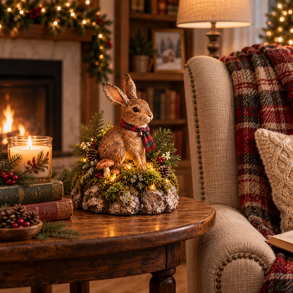 🐇Lighted Woodland Christmas Rabbit Figurine