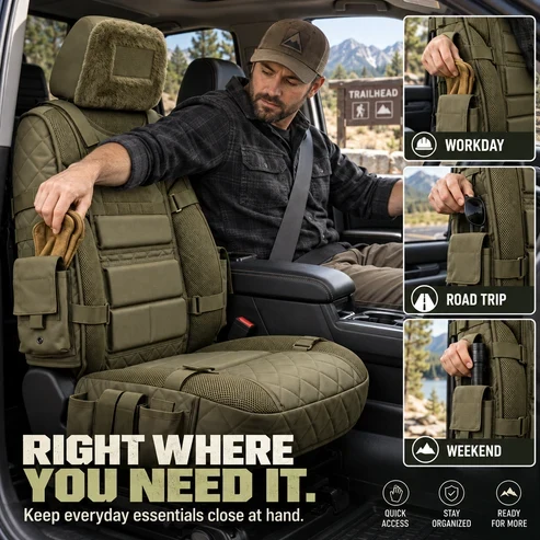 Limited Time 50% OFF | Tactical Truck Seat Cover with Built-In Storage