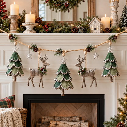 🎄Lighted Woodland Christmas Garland
