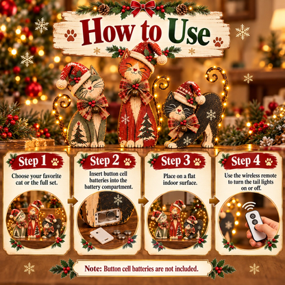 Vintage Lighted Christmas Cat Trio
