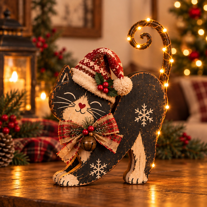 Vintage Lighted Christmas Cat Trio
