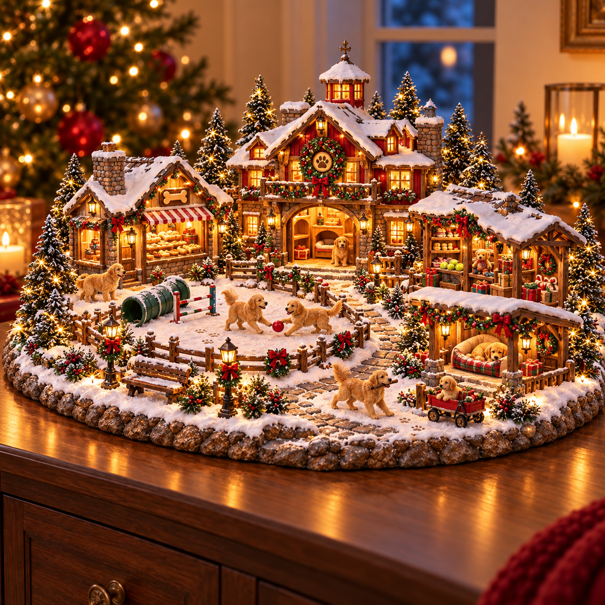 Christmas Golden Retriever Village – Lighted Dog Lover’s Holiday Scene