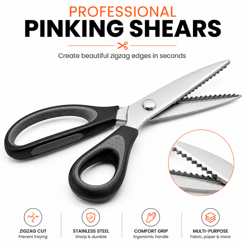 ✂️ Professional Pinking Shears – Sharp Serrated Fabric Scissors for Clean Zigzag Edges