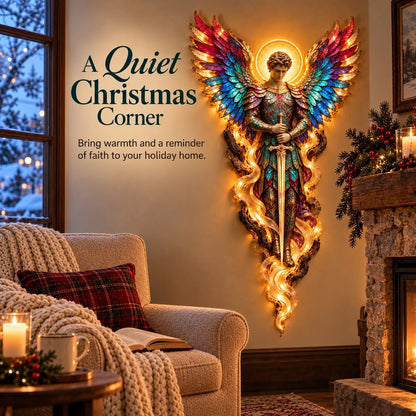 ✝️ Heavenly Radiance Lighted Angel Wall Sculpture | Gabriel or Michael