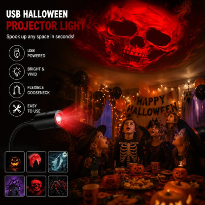 🎃 Plug-&-Play HD Halloween Projector – 6-Disc Spooky Projection Set