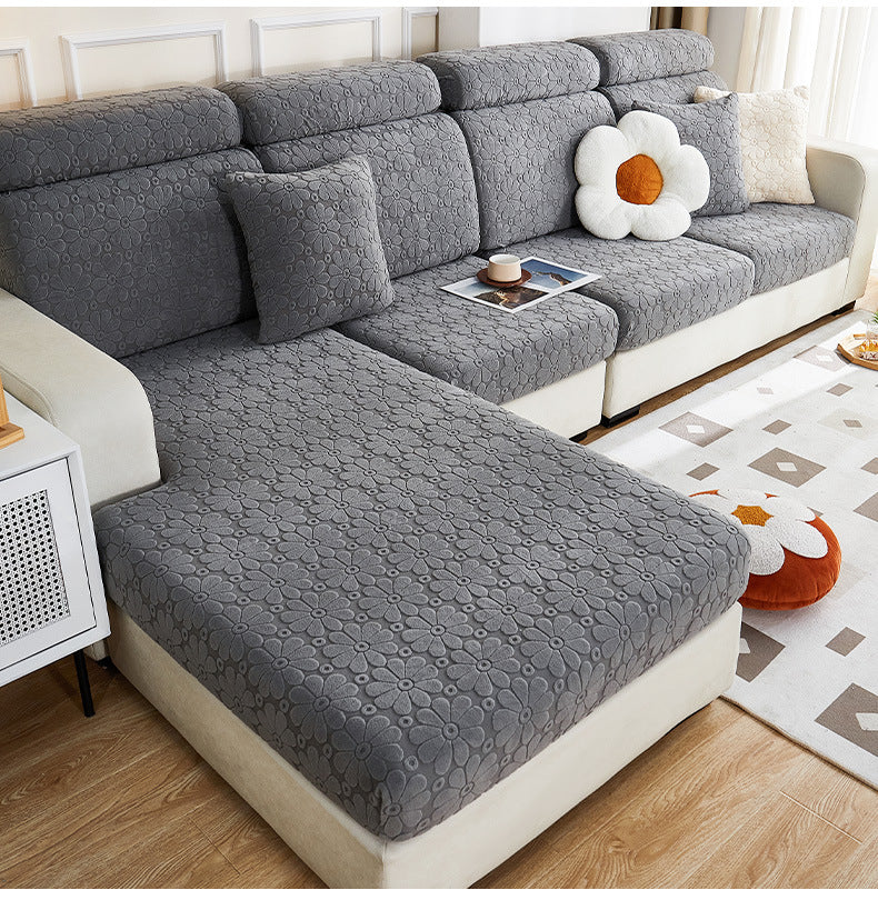 Deep gray floral sofa cover