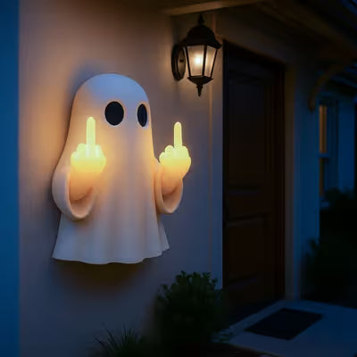 👻 Light-Up Rude Ghost Wall Decor – Funny Halloween Porch Decoration