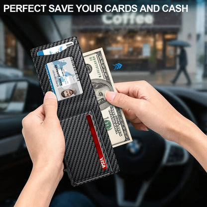 💳 Men's RFID Minimalist Pop-Up Wallet – ID Window & Money Clip