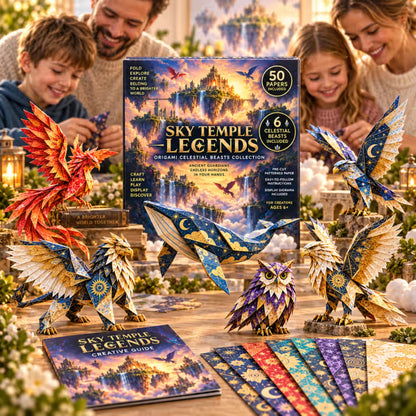 🐉 Fantasy Paper Folding Craft Kit | 4 Magical Worlds with 50 Patterned Papers & Step-by-Step Guide ✨