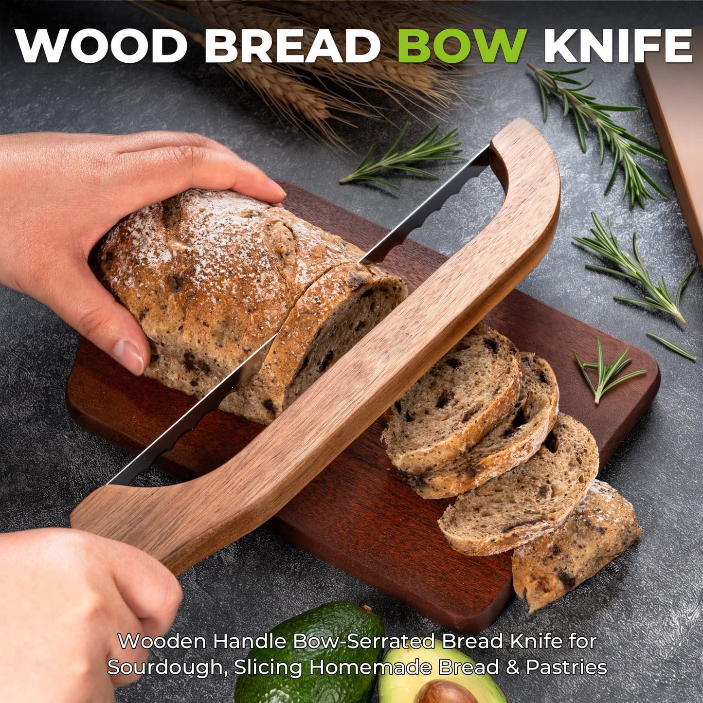 🍞 Premium Wooden Bow Bread Knife for Effortlessly Slicing Homemade Sourdough and Artisan Loaves