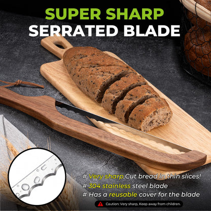 🍞 Premium Wooden Bow Bread Knife for Effortlessly Slicing Homemade Sourdough and Artisan Loaves