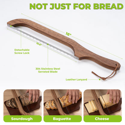 🍞 Premium Wooden Bow Bread Knife for Effortlessly Slicing Homemade Sourdough and Artisan Loaves