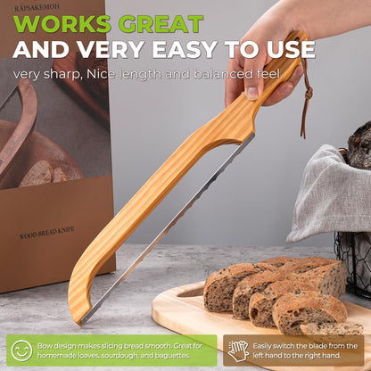 🍞 Premium Wooden Bow Bread Knife for Effortlessly Slicing Homemade Sourdough and Artisan Loaves