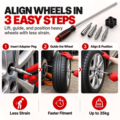 🔧 Heavy Wheel Fitting Tool – Hub Positioning & Tire Mounting Assistant