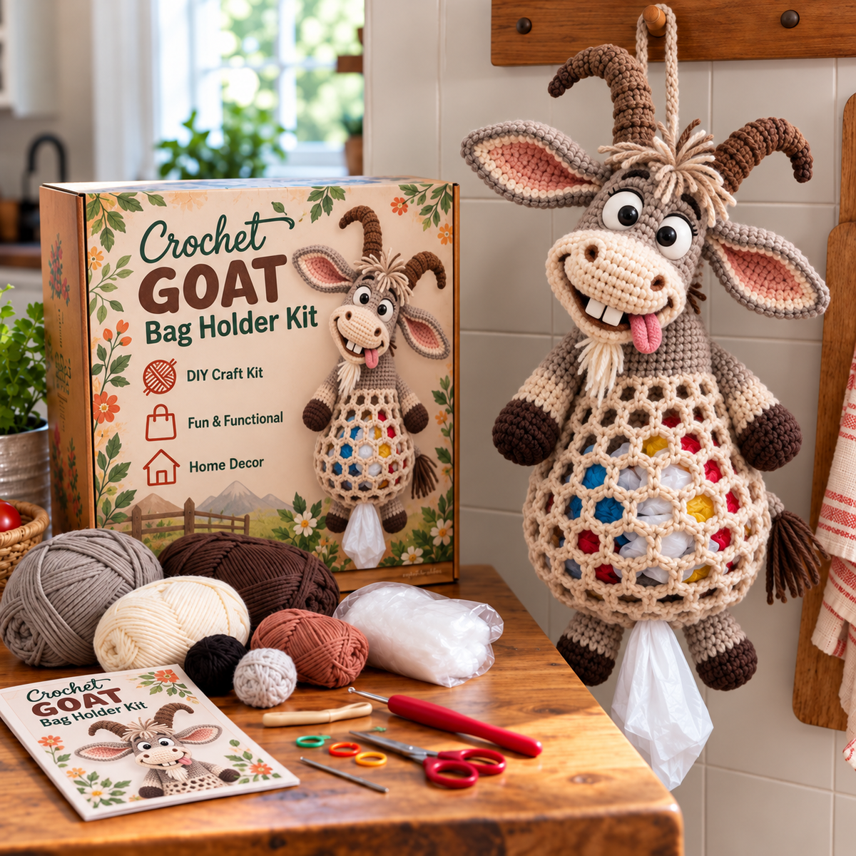 🔥 LAST DAY 49% OFF | 🧶🐾 Cottage Critter Keepers™ | Crochet Animal Bag Holder DIY Kit – 11 Designs