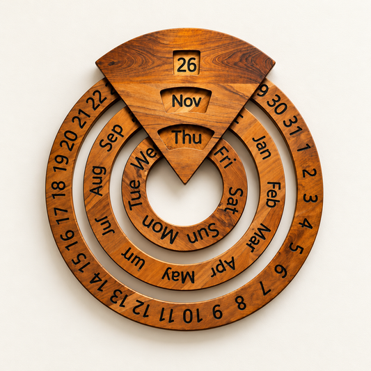 📅 Vintage Wooden Perpetual Calendar – Timeless Rustic Desk Decor for Home & Office