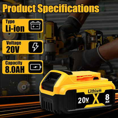 Replacement for Dewalt 20V Max Battery: Compatible with Dewalt Battery DCB208 DCB200 DCB206 DCB205 DCB204 DCB203 DCB180 Cordless Power Tools