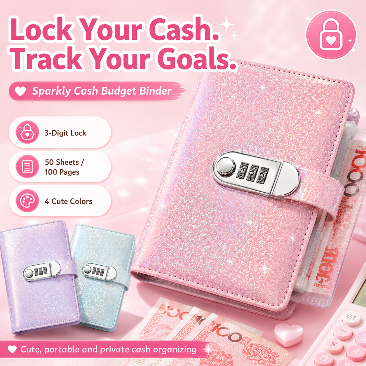 🔐 Lockable Cash Savings Binder with 100 Pages 💰