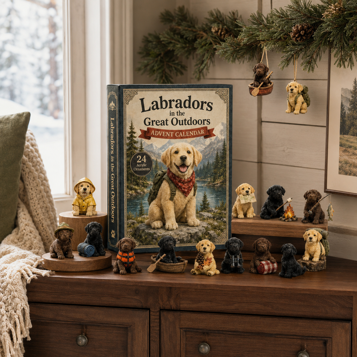 2026 Mountain Forest Backpack Labrador Blind Box - 24-Day Festive Countdown, Acrylic Charms Blind Box - Gift For Dog Lovers