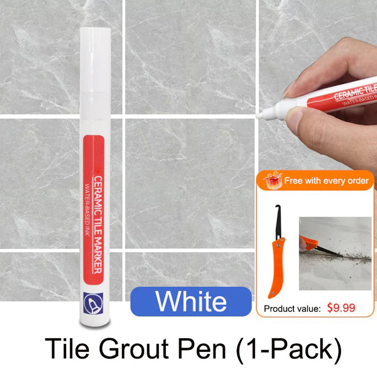 Anti-Mold Waterproof Tile Grout Repair Pen – Quick-Dry Grout Color Restorer