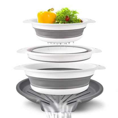 🔥 50% OFF 🥗 3-Piece Collapsible Colander Set with Self-Draining Base