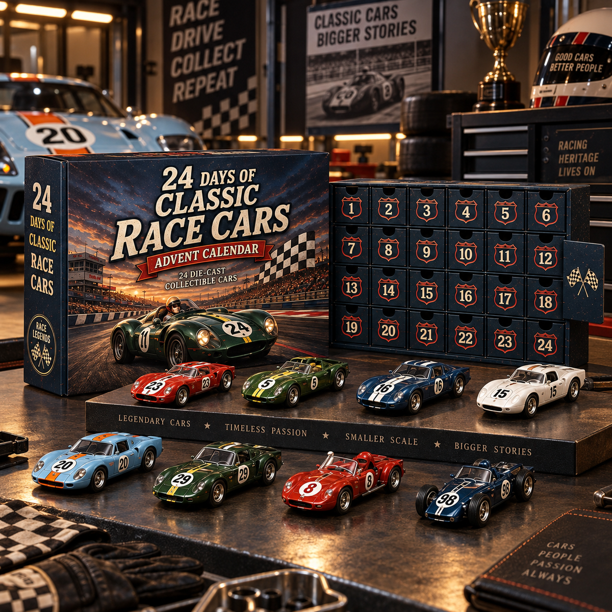 🏁🚗24 Days of American Car Legends Advent Calendar – 24 Die-Cast Collectibles