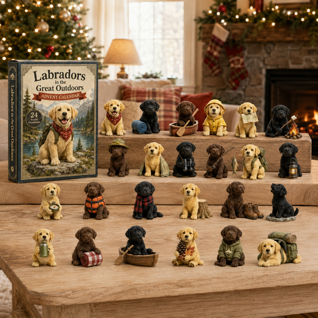 2026 Mountain Forest Backpack Labrador Blind Box - 24-Day Festive Countdown, Acrylic Charms Blind Box - Gift For Dog Lovers