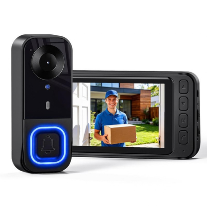 🔔1080P Video Doorbell with 4.3″ Indoor Monitor— No App or Home Wi-Fi