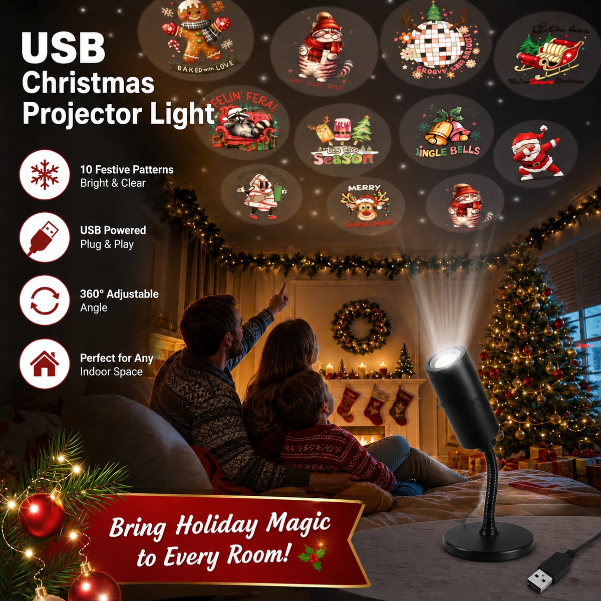 HD Christmas Projector – 6/10 Festive Scenes