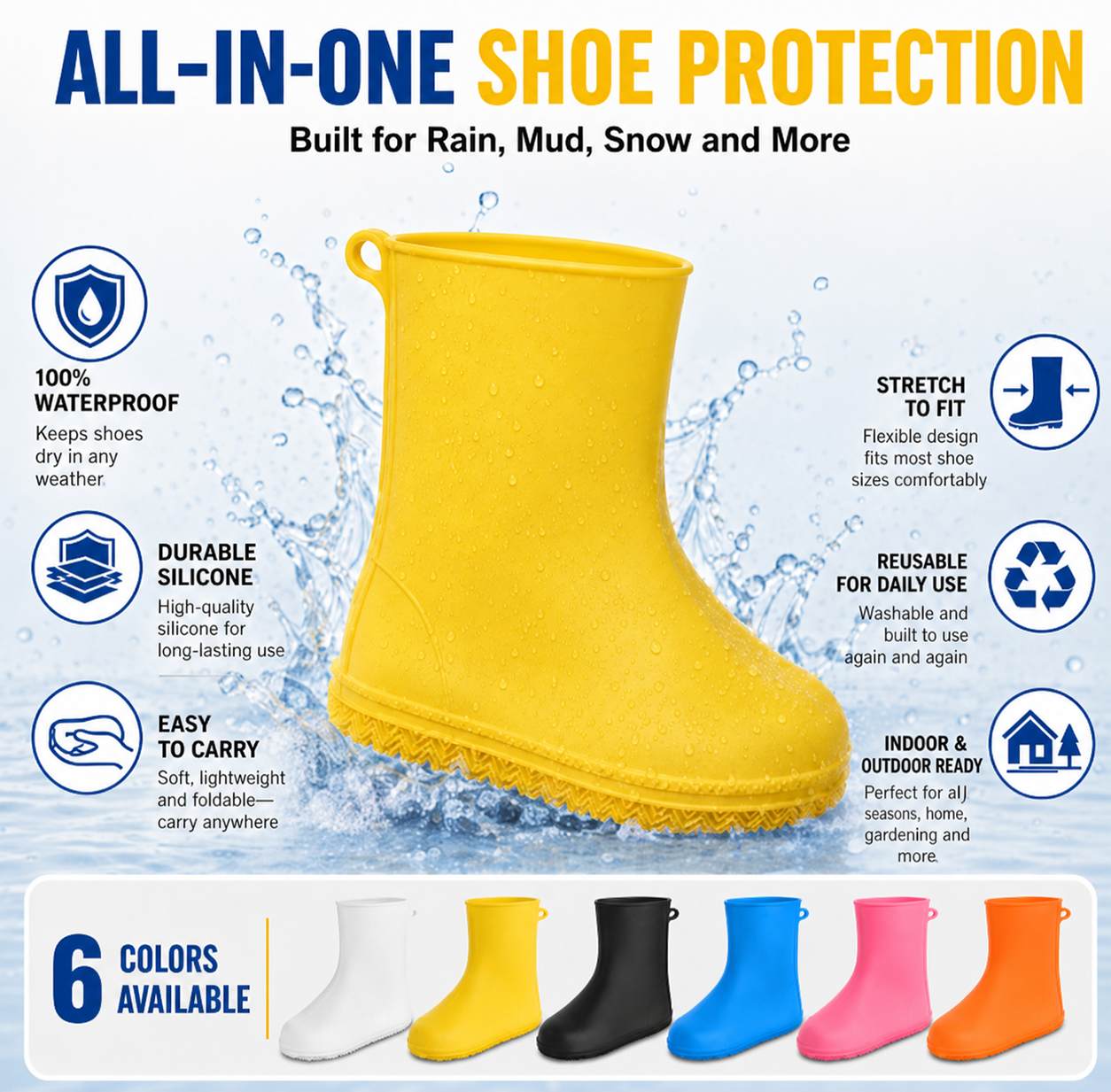 Stop Soaked Sneakers! Heavy-Duty Rain Shoe Covers – Anti-Slip & Fold Into Your Bag 🌧️