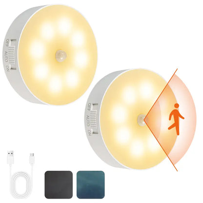 🧲 Magnetic Motion Sensor Night Light 2-Pack – USB Rechargeable Closet & Hallway Lights