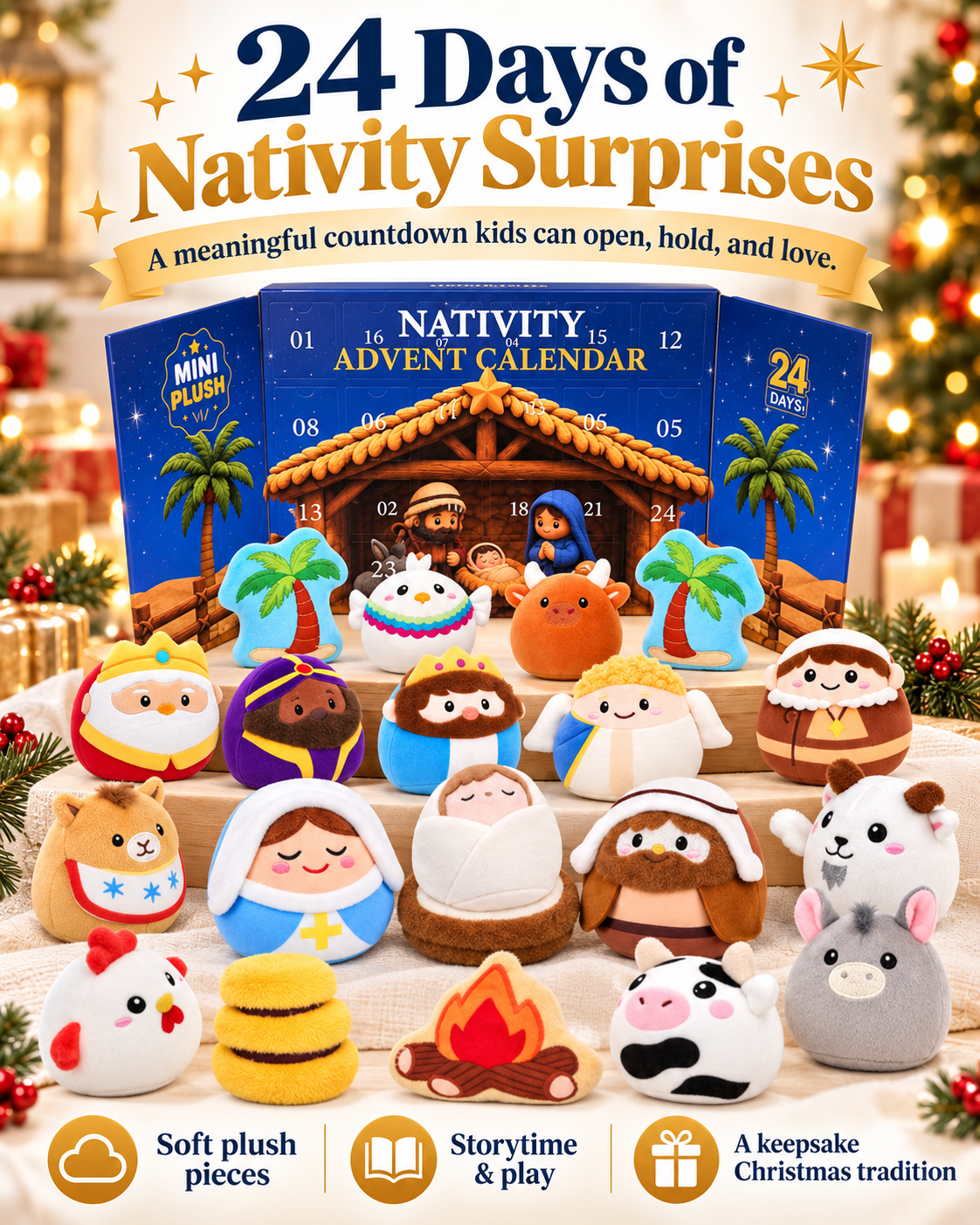 24 Days of Nativity Surprises Plush Christmas Advent Calendar