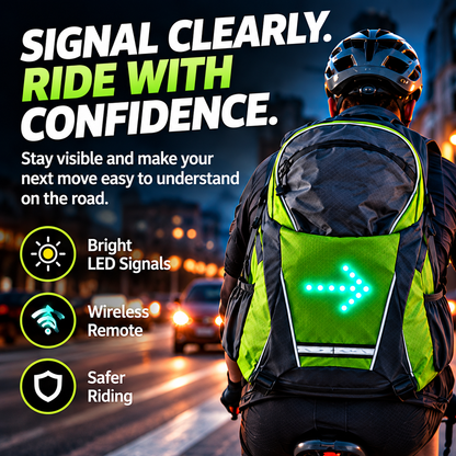 🚴 LED Turn Signal Cycling Backpack – Wireless Remote Control & Rear Safety Lights