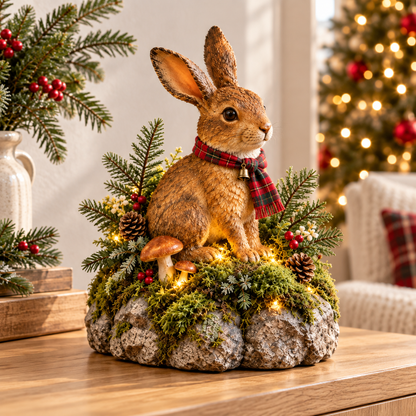 🐇Lighted Woodland Christmas Rabbit Figurine