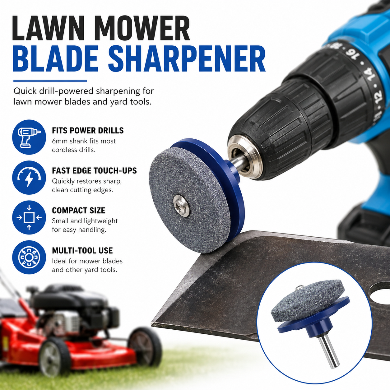🔥 50% OFF Drill-Powered Lawn Mower Blade Sharpener ⚡ Quick Edge Touch-Ups