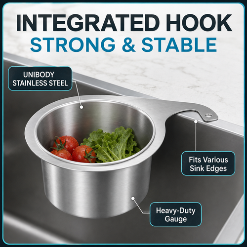 🔥 48% OFF 304 Stainless Steel Hanging Sink Strainer Basket – Rinse, Drain & Prep With Ease