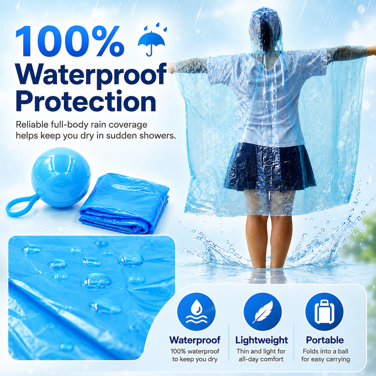 🌧️Portable Ball Keyring Emergency Raincoat