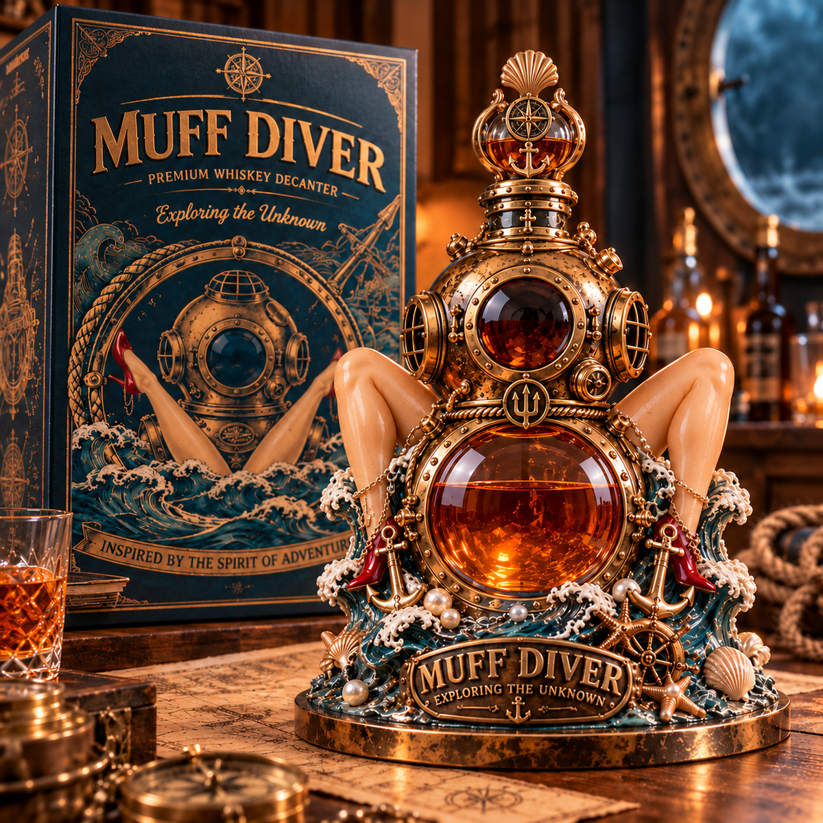 ⚓🥃 MUFF DIVER™ – Naughty Deep-Sea Diver Whiskey Decanter with Sexy Pin-Up Legs & Premium Collector's Gift Box 🔥