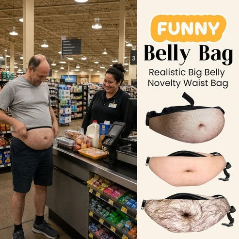 ⏰ 50% OFF Today- Funny Belly Fanny Pack – Realistic Fake Belly Waist Bag
