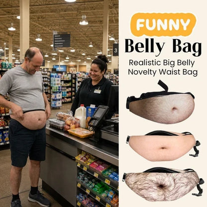 ⏰ 50% OFF Today- Funny Belly Fanny Pack – Realistic Fake Belly Waist Bag