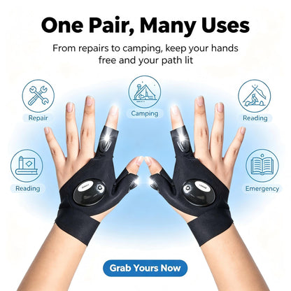 🧤 1 Pair Wearable Finger Torch Gloves – Hands-Free LED Lights for Fishing, Camping & DIY