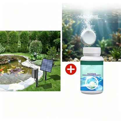 ☀️🐟 Solar Powered Pond Aerator with Air Pump – Easy Installation, No Wiring Required for Fish Ponds & Water Gardens 💦