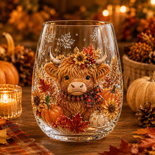 🍂Autumn Harvest 2D Glass Cup Gift Set – 6 Festive Designs