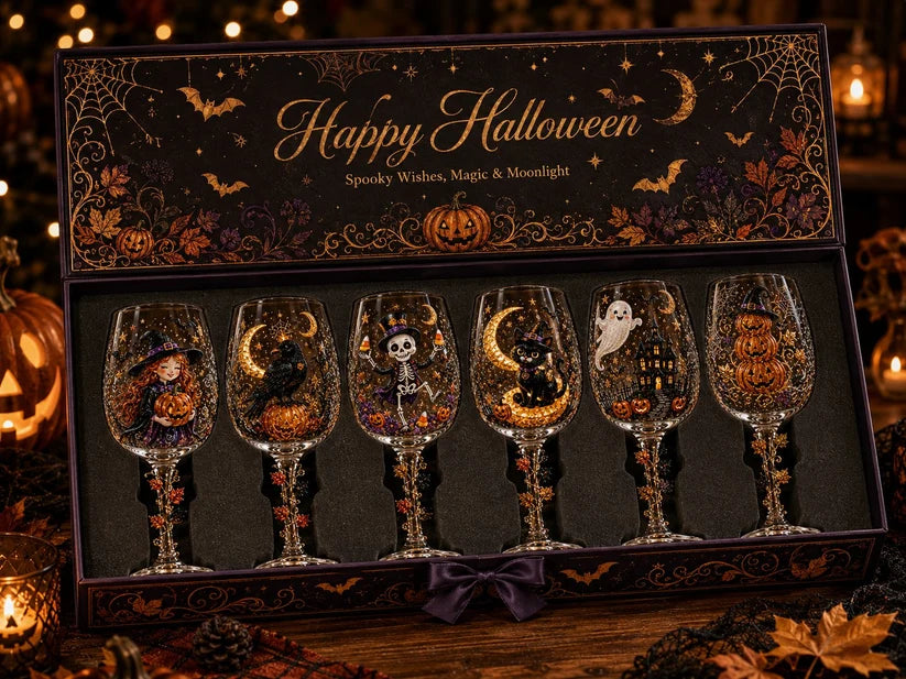 👻🎃Halloween Wine Glass Collection Gift Box Set
