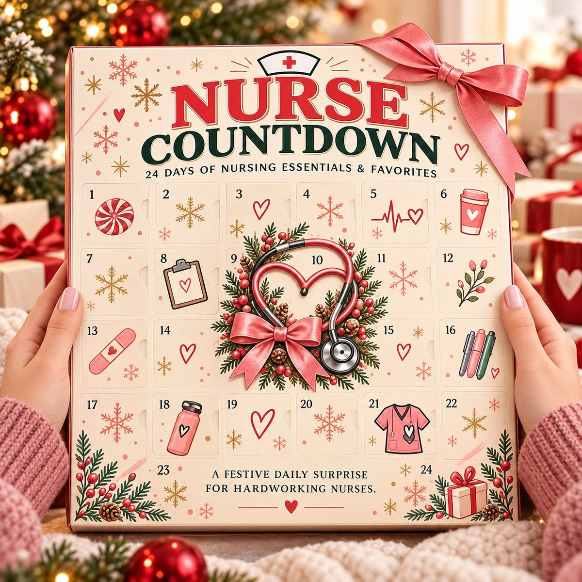 ❤️ CareHero™ 24-Day Advent Calendar – Heartfelt Holiday Countdown Gift for Nurses